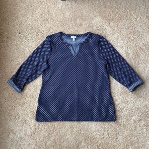 Talbots Polka Dot 3/4 Sleeve Top
